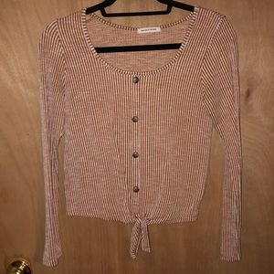 Women’s Orange and White Striped Long Sleeve